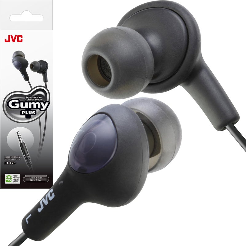 JVC HAFX5B Headphones,Olive Black - Image 1